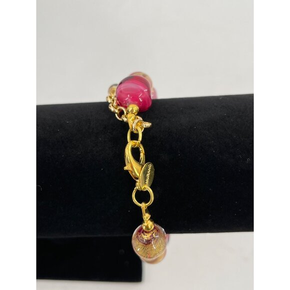 Stauer Rosa Murano Glass Beaded Necklace & Earrings Set With Gold Accents parure - Picture 9 of 16